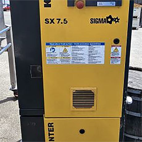 28 cfm, 125 psi, Kaeser #SX-7.5, rotary screw air compressor, 7 HP, 230 V., 3 Ph., 52.8 gallon tank