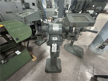 Dual station carbide tool grinder, floor mounted, (2) adjustable tool support tables, wheel guards, 230/460 V.