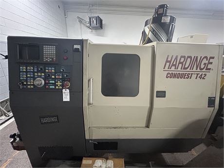 Hardinge #Conquest-T42-SGET-42, CNC lathe, 20" swing, 1.6" bar, 9" turning diameter, 14" turning length, (2)