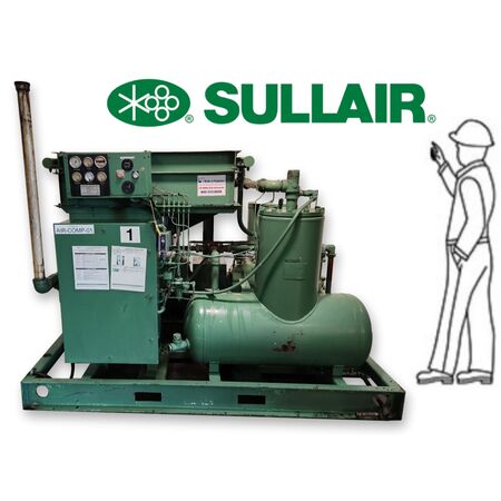 500 cfm, 115/125 psi, Sullair #20-100H-ACAC, rotary screw air compressor, 100 HP, 1770 RPM, 208-230/460 V.