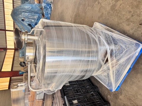 100 gallon Stainless Steel Dimple Jacketed Tank, 36" diameter x 30" deep, CIP spray assembly, dished top &
