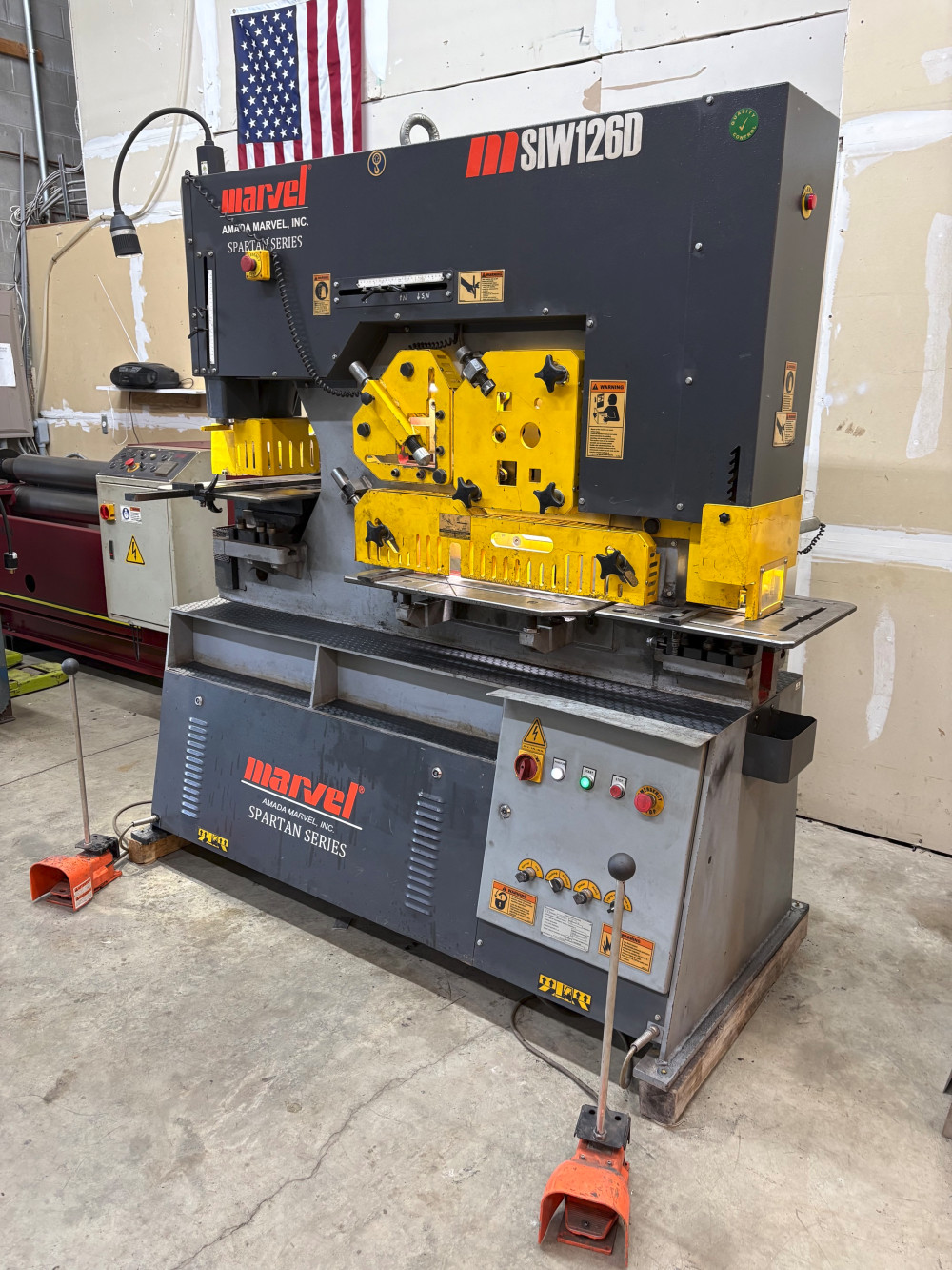 6" x 6" x 5/8" Amada Marvel #MSIW126D, 126 Ton Dual-Station Iron Worker, 2020