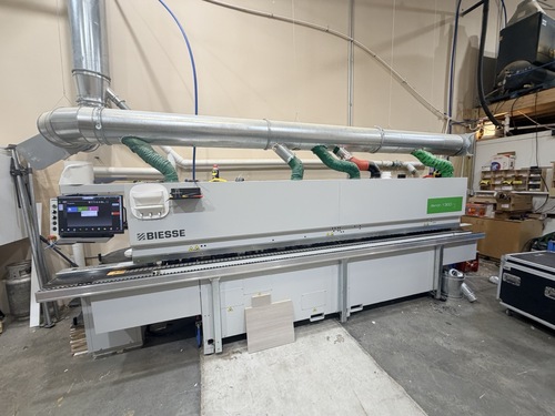 Biesse #AKRON-1330-A, automatic single sided edgebander, pre-milling, corner rounding, scraping, buffing