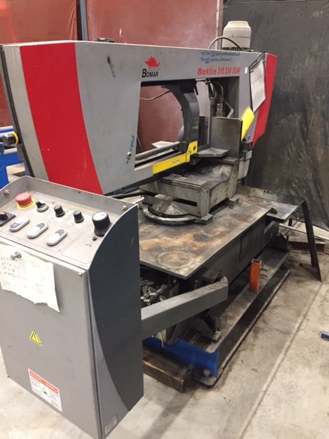 Bomar, semi-automatic horizontal band saw, w/ roller table, 2014