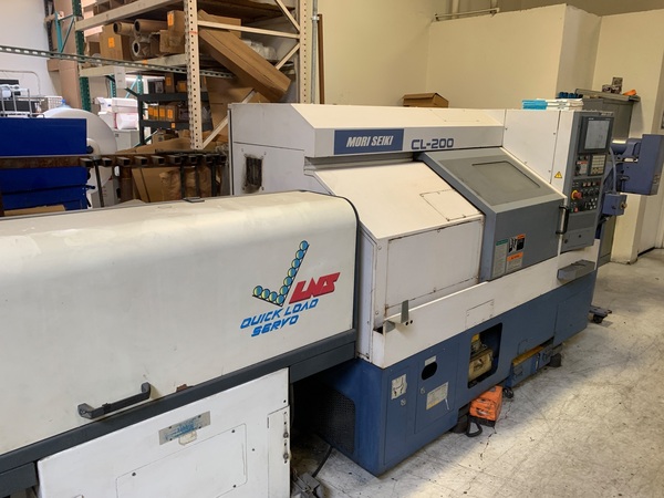 Mori Seiki #CL-200, CNC lathe, 20.2" swing, 8" chuck, 2.5" bar, 16.1" diameter, 11.42" length, 15 HP, 3500