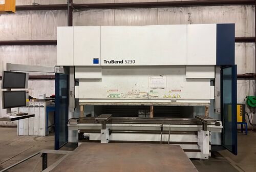 253 Ton, Trumpf #TruBend-5230, CNC press brake, 10.6'OA, 105.9" between housing, 17.52" stroke, 16.5" throat