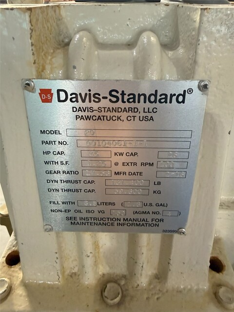 2" Davis Standard #20, thermatic extruder, 24:1 L/D, air cooled, 20 HP AC, 4 barrel zones, 3 die zones