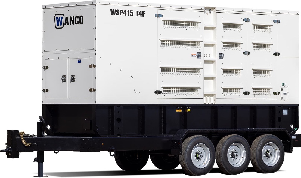 300 KW Wanco #WSP415, diesel generator set, trailer mounted, 277/480 Volts, Tier 4F, sound attenuated