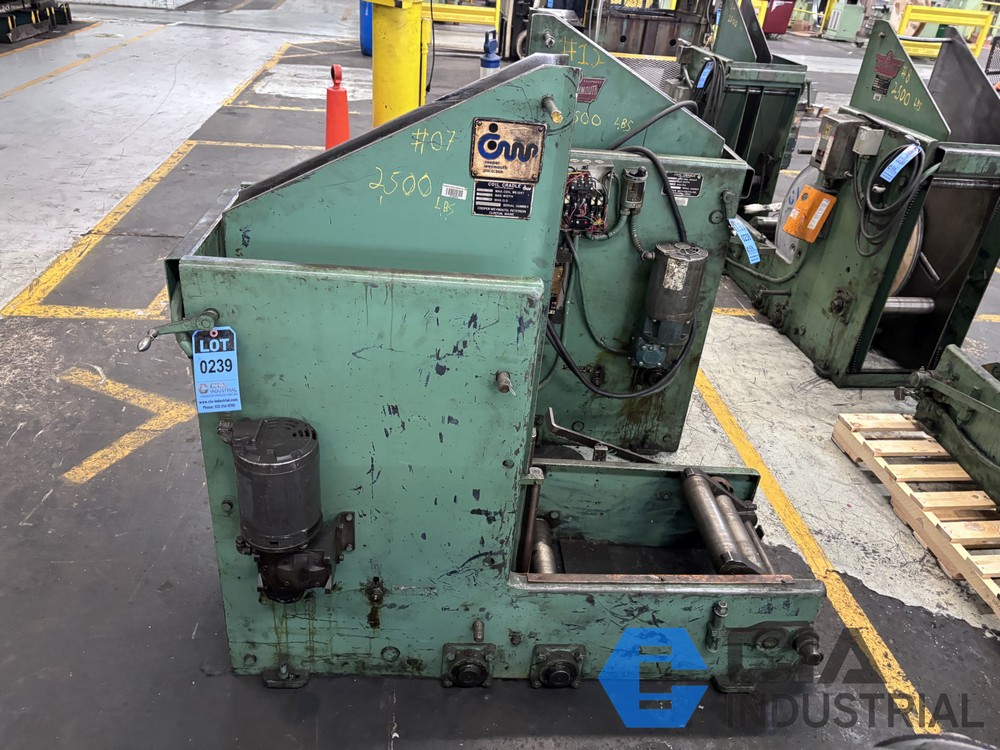 2500 lb. Cooper Weymouth #CWPC-2512, coil cradle, 12" width, 50" outside dimension, 9-60 FPM, pinch roll