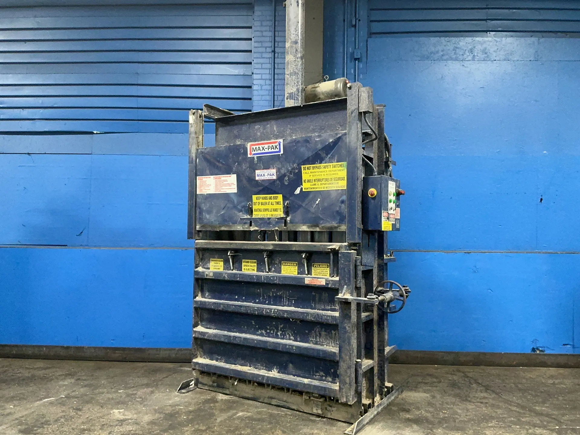 60" x 30" x 87" Waste Processing Equipment #MP60HD, Max-Pak vertical baler, 15 HP, 21 A, 460 V., 3 Ph., 60 Hz.