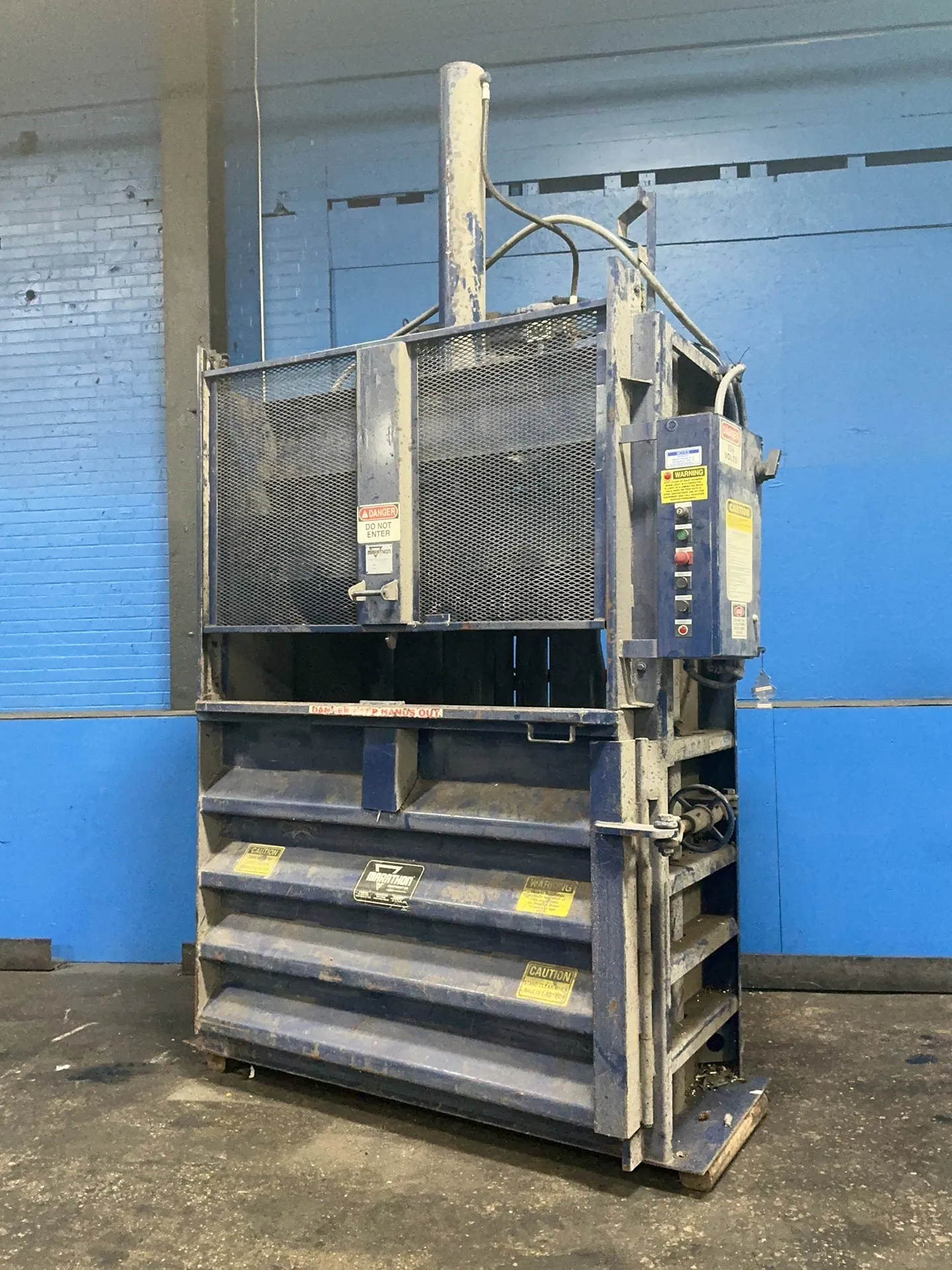 60" x 30" x 70" Marathon #V-6030, vertical baler, 10 HP, 1760 RPM, 28 A, 208 V., 3 Ph., 60 Hz.