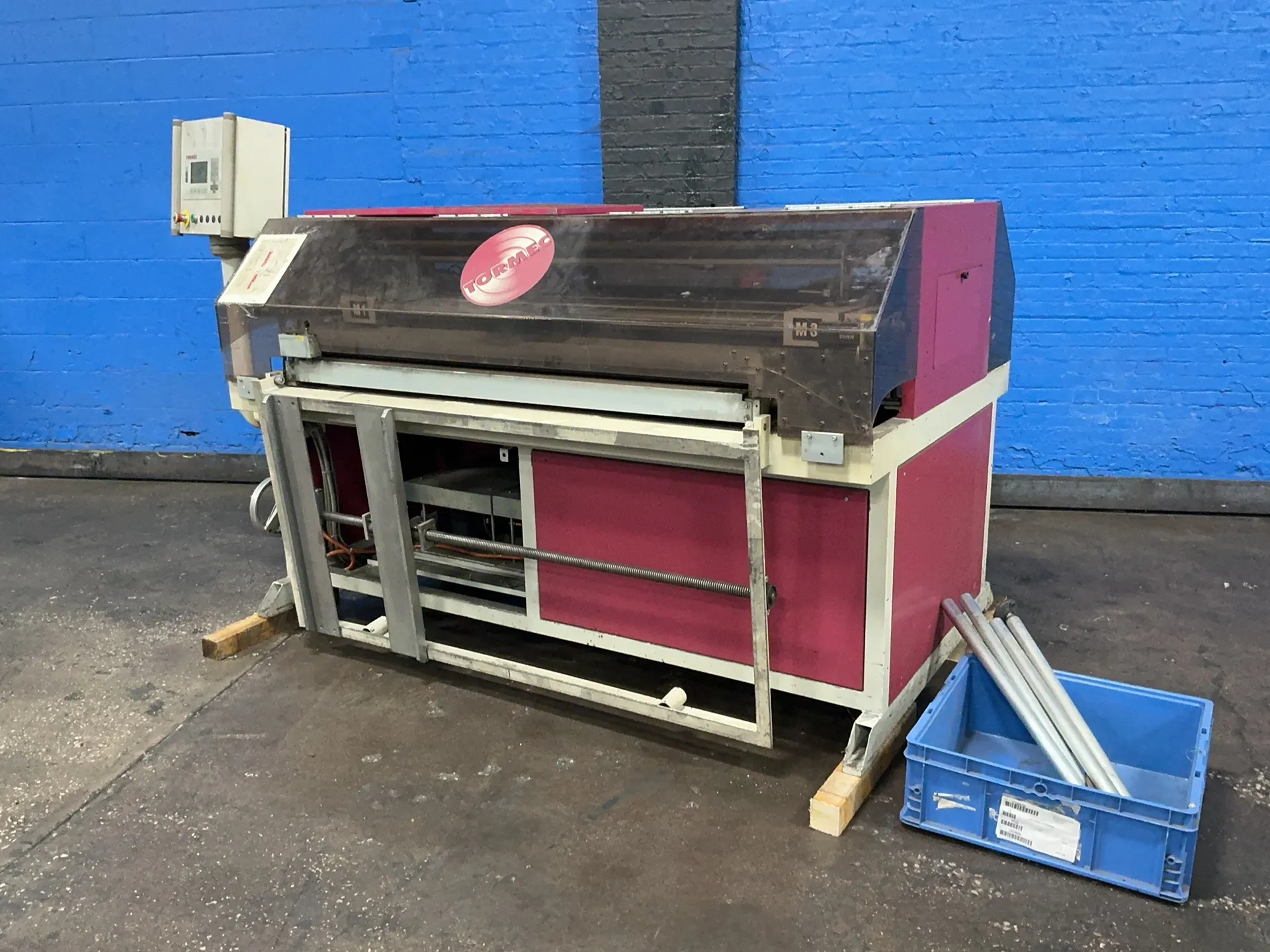 Tormec #SEGTO, curve cutter, 3" x 60" rollers, 208 V., 3 Ph., 60 Hz., 2005