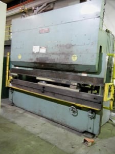 Image for 160 Ton, AllSteel #160-12, hydraulic press brake, 12' overall, 126" between housing, 10" stroke, 8" throat, 30" front operated manual back gauge, 1981