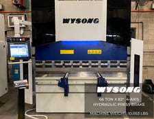 Image for 66 Ton, Wysong #MB66-82, hydraulic press brake, 82" OA, 63" between housing, Delem 58T Control, #4231