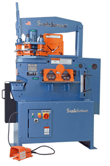 Image for 4" x 4" x 3/8" Scotchman #hyd ironworker, 50 ton, 3 station revolving turret, 4" throat, electric foot pedal