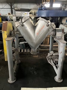 Image for 3 cu.ft. Patterson, twin shell blender, Stainless Steel contruction, on stand, 6" diameter discharge with valve, liquid solids bar with motor drive