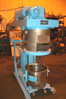 Image for Ross #HDM-10, Double Planetary Mixer, Stainless Steel, non vacuum, non jacketed, vari-drive motor, air over oil lift system, feed slot/port in cover