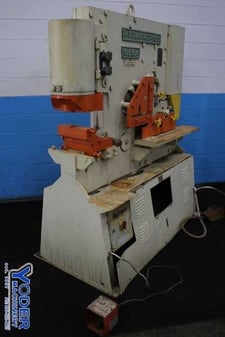 Image for 6" x 6" x 1/2" Geka #HYDRACROP-100, ironworker, 12" throat, 3" stroke, 2" round, 2" square, 2 foot pedals, dual rams, 7-1/2 HP