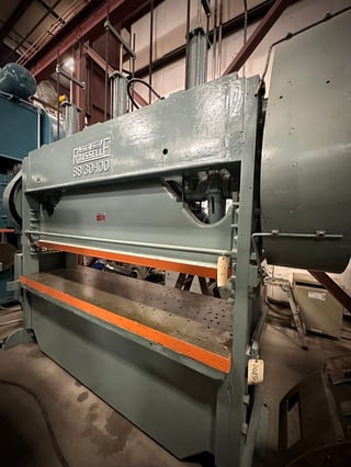 100 Ton, Rousselle #10SS100, straight side double crank, 3" stroke, 15" Shut Height, 100" x30" bed, 75 SPM