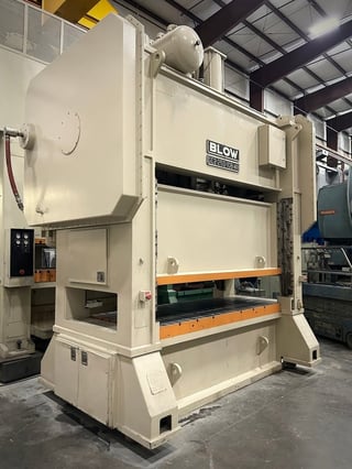 250 Ton, Blow #SC2, straight side press, 6" stroke, 16" Shut Height, 108" x48" bed, 35-70 SPM, Recond, 2001