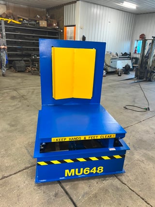 6000 lb. Coilquip #MU6000V, mechanical upender, 48" OD, 40" x 40" deck, 1 HP Eurodrive motor and gearbox