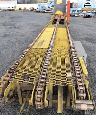 39"/48" wide x 40' long, 3 Strand chain conveyor with hydraulic lumber unit lift