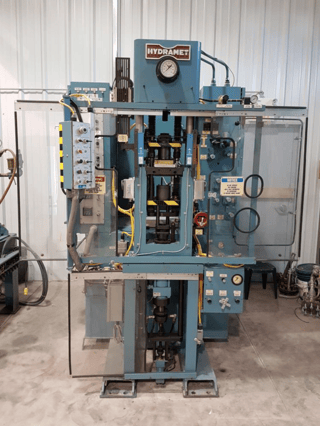 12 Ton, Hydramet American #HC12-B, hydraulic compacting press, 3" fill depth, with only 72 hours of operation