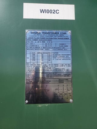 2600 KVA 13800 Primary, 415GRDY/240 Secondary, Liquid Filled Power Distribution Transformer