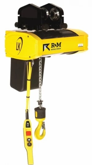3 Ton, R & M #LK16C042320, electric chain hoist with motorized trolley, new in the box