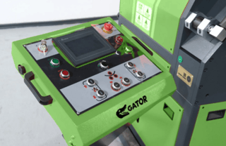 4" x 4" Gator #GAR100, 4x4 capacity, 12.4" roll diameter, 3.94" shaft diameter, 15 HP (5 available)