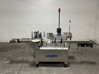 Labelstar #LS4000DX, Wrap-Around Labeler, Single-Head w/Feed Conveyor & Timing Wheel, 1/8 HP, 250 RPM, 130 V