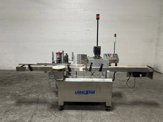 Labelstar #LS4000DX, Wrap-Around Labeler, Single-Head w/Feed Conveyor & Timing Wheel, 1/8 HP, 250 RPM, 130 V