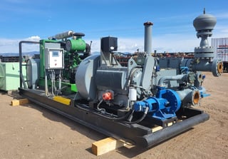 530 GPM, Oilwell #A-348-5, triplex pump package, 500 HP, 260 RPM, rebuilt J Deere engine, 1998