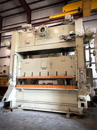 300 Ton, Verson #S2, straight side double crank press, 12" stroke, 27" Shut Height, 156" x42" bed, 15-30 SPM