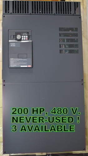 200 HP Mitsubishi VFD, FR-A740-03250-NA, 3 drives available, un-used/never used