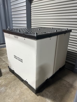 57" L x 48" W x 45" T, Collapsible Bulk Triwall pallet based containers with lid, 3000 lb., stackable