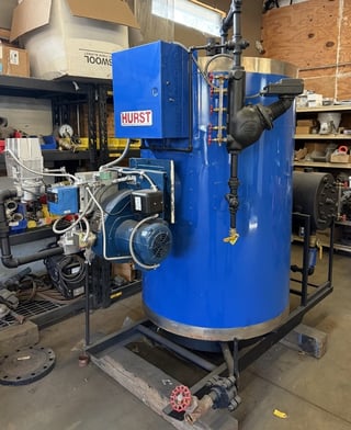 30 HP Hurst #4VT, vertical boiler and boiler feed systm, natural gas, warranty, 1995, ready tyo ship