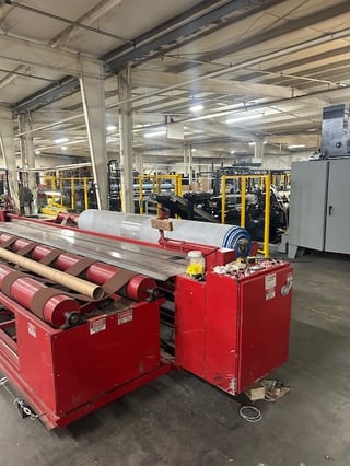 Oliver #CV-1000, Carpet Cutting and rolling up to 16' wide rolls