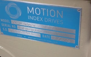 Motion Index Drives #MLP1400/4, Rotary Indexing Table, 3 HP, 1765/12 RPM, 460 V, 2016