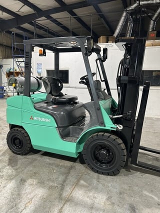 5000 lb. Mitsubishi Forklift #FG25N, Rough Terrain Pneumatic, low hours, 2017