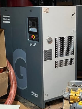 101 cfm, 125 psi, Atlas Copco #GA18P, rotary screw air compressor, 25 HP