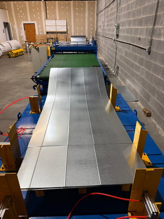 60" x 16 Ga. (.059") Slitting, Beading & Cut to Length Line, 11,000 lb., 5 slitting knives, V-bead, 11-roll