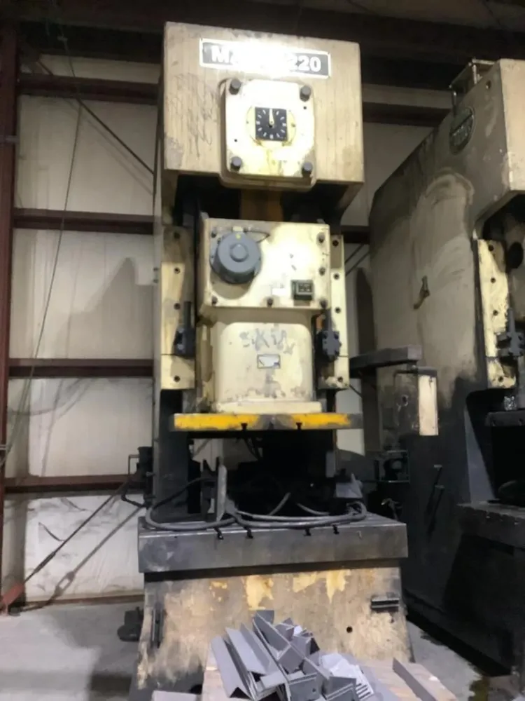 200 Ton, Sutherland #Mark-220, Gap Frame Press, 3.94" Stroke Length, 19.69" Die Height, 4.33" Slide Adj., 25