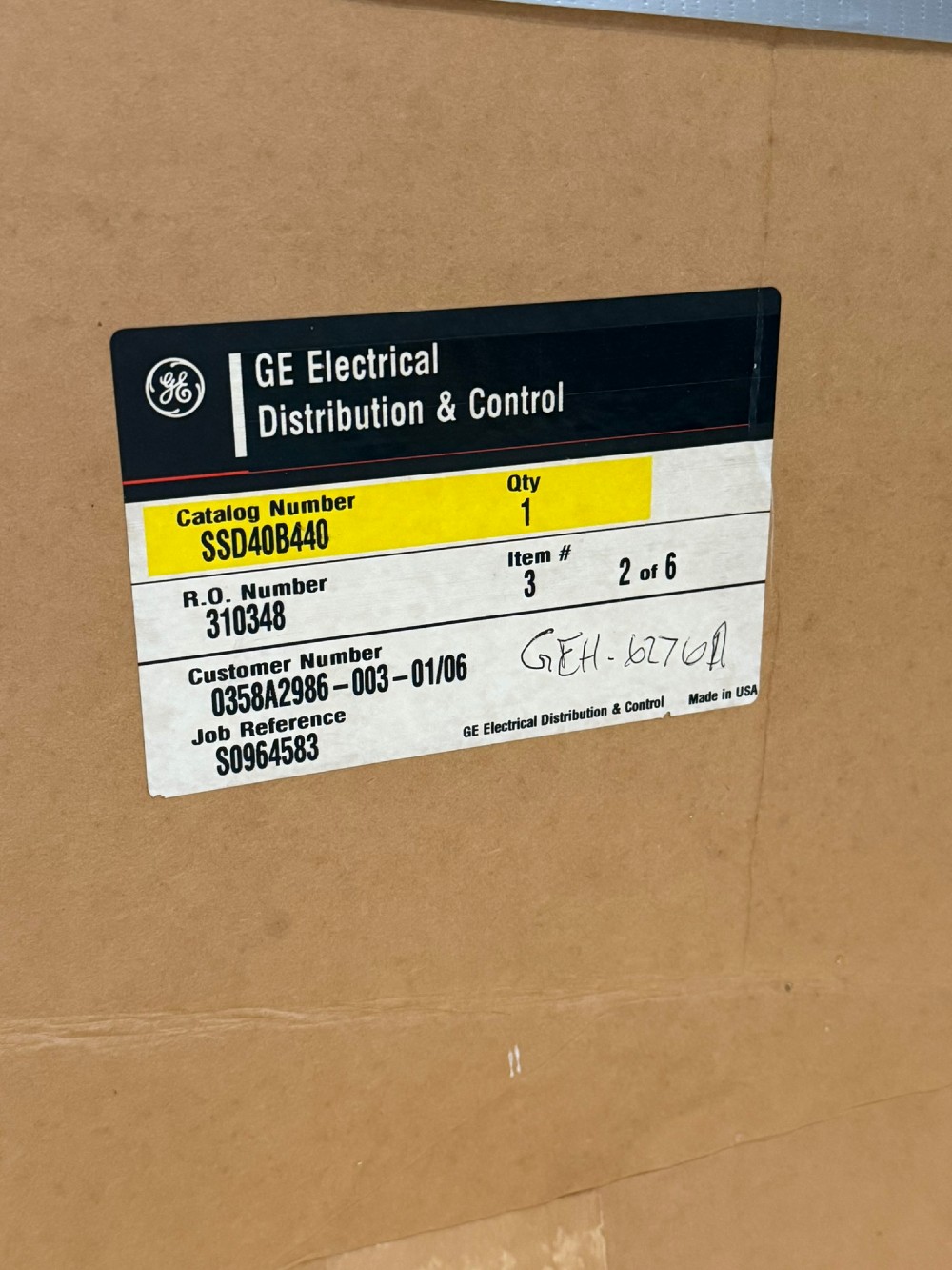 4000 Amps, General Electric, PowerBreak II SSD40B440, 600 Volts 3 Pole Circuit Breaker, new (2 Available)