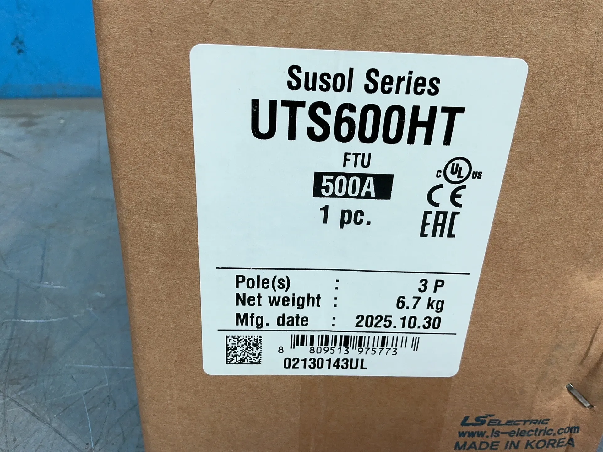 500 Amps, Leroy Somer Electric #02130143UL, Molded Case Circuit Breaker, new, 2025 (5 available)