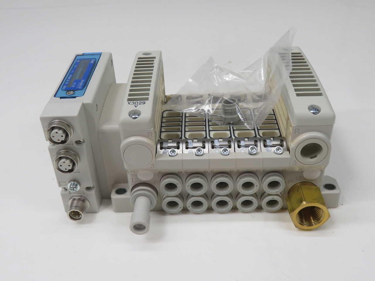SMC #VV5QC21-05C8SEAN0-S-X3029V, pneumatic manifold valve, 5 port