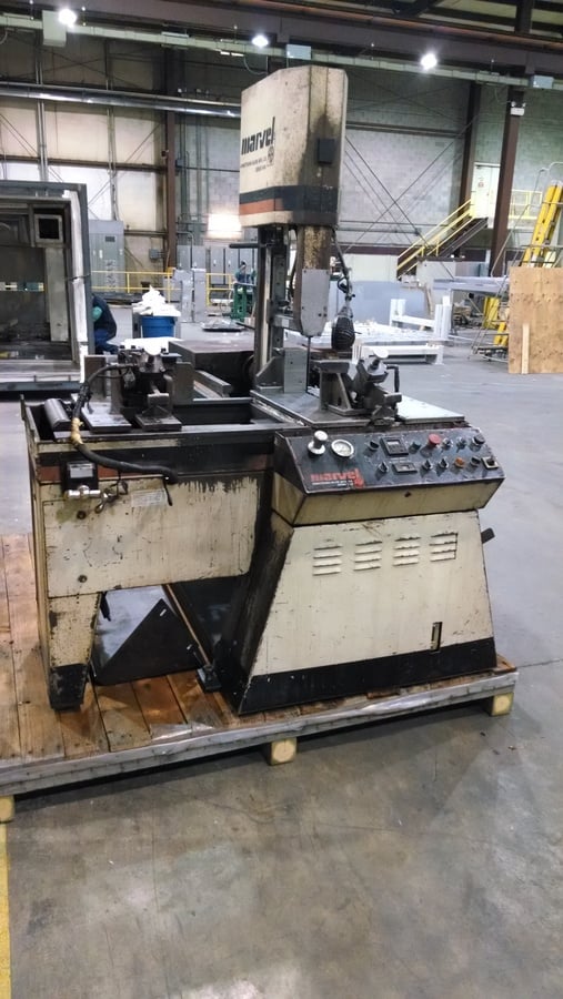 10" x 9" Marvel V10A2, vertical mitre cutting band saw, 182" x 1