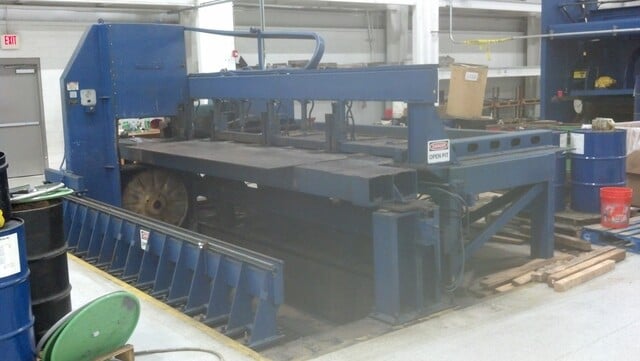 Tannewitz #3600MH, 12" vertical plate saw, 12" x 5' x 8" thick capacity, 55-350 FPM, 5 HP, 36" band wheels