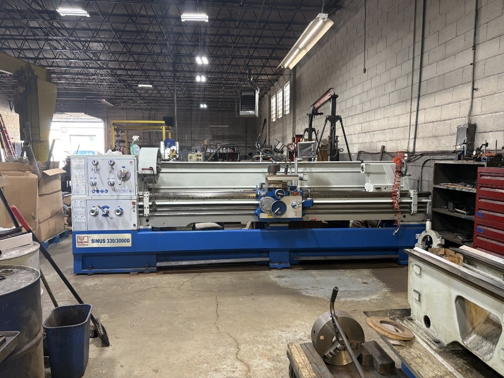 26" x 120" Knuth #Sinus-D-330/3000, engine lathe, 35" swing in gap, 17" swing over cross slide, 4.13" spindle