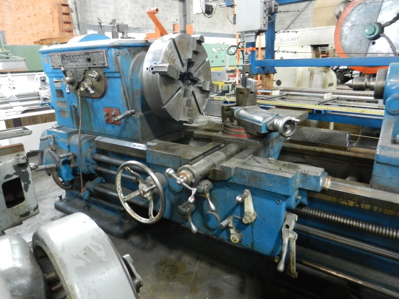 36" x 60" Lehmann, 2-1/4" spdl hole, 20 HP, (16) speeds, 4-Jaw 24" chk, tool post, face plate